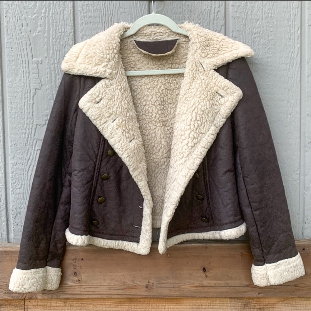 Vintage custom made Sherpa button hooded jacket - Picture 1 of 8